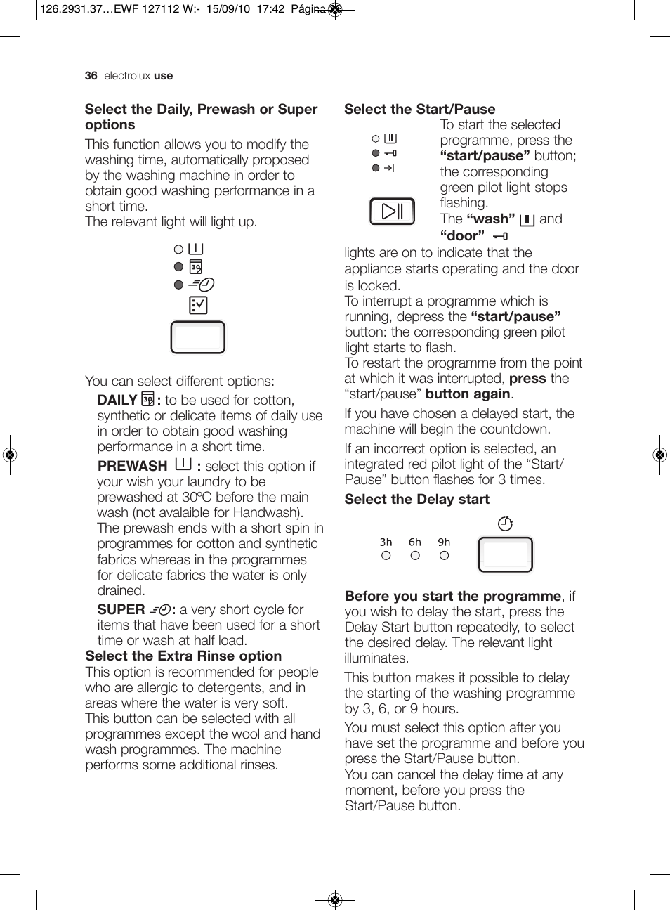 Electrolux EWF 127112 W User Manual | Page 10 / 34