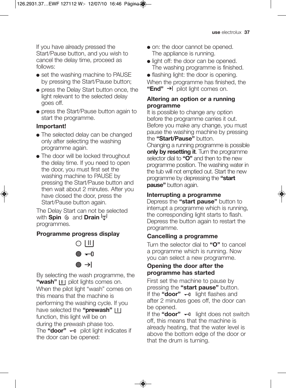 Electrolux EWF 127112 W User Manual | Page 11 / 34