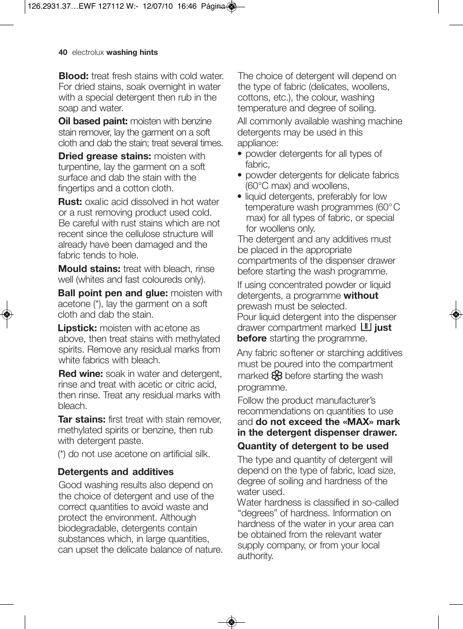 Electrolux EWF 127112 W User Manual | Page 14 / 34