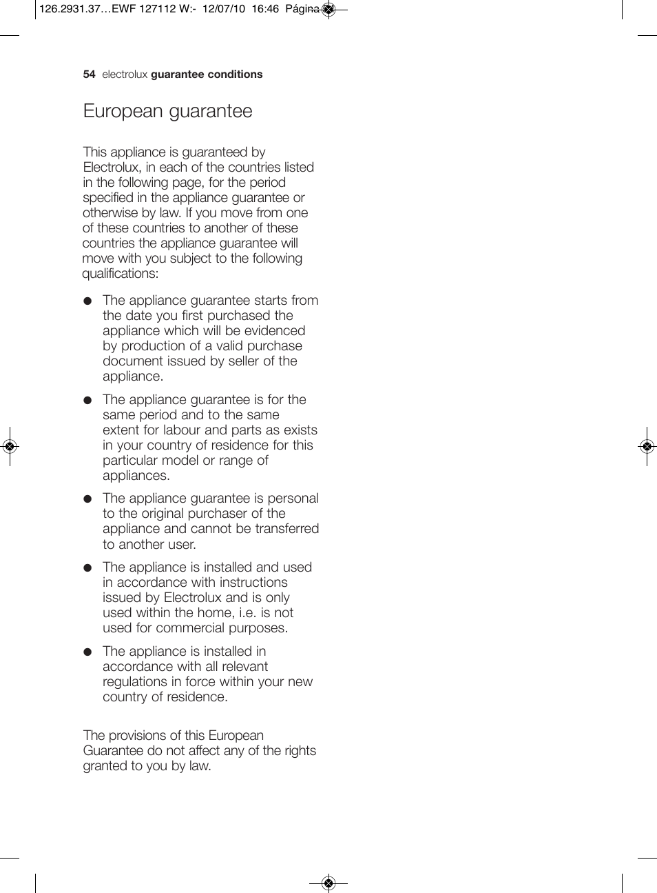 European guarantee | Electrolux EWF 127112 W User Manual | Page 28 / 34