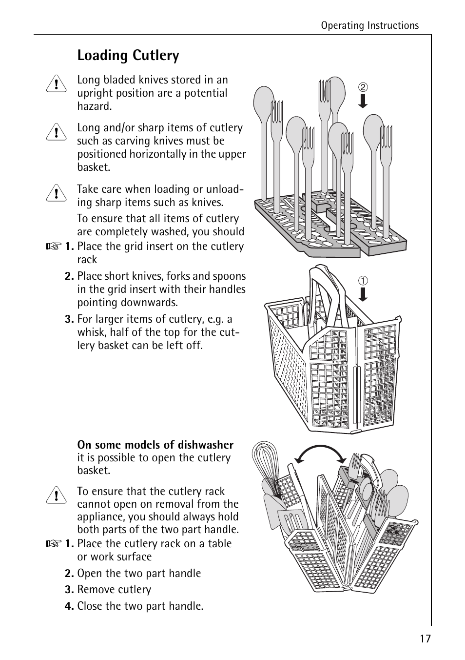 Loading cutlery | Electrolux 40740 User Manual | Page 17 / 44