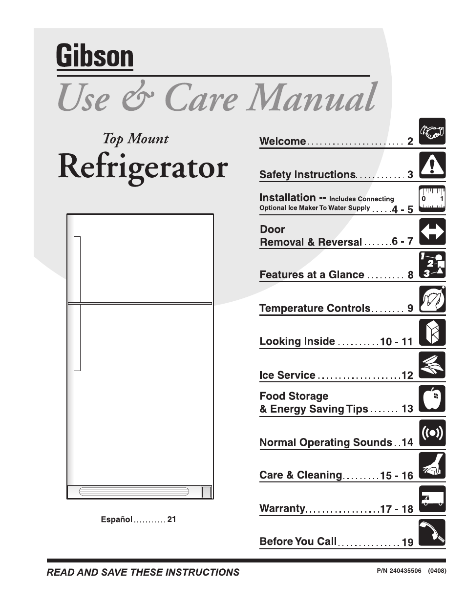 Electrolux 240435506 (0408) User Manual | 19 pages