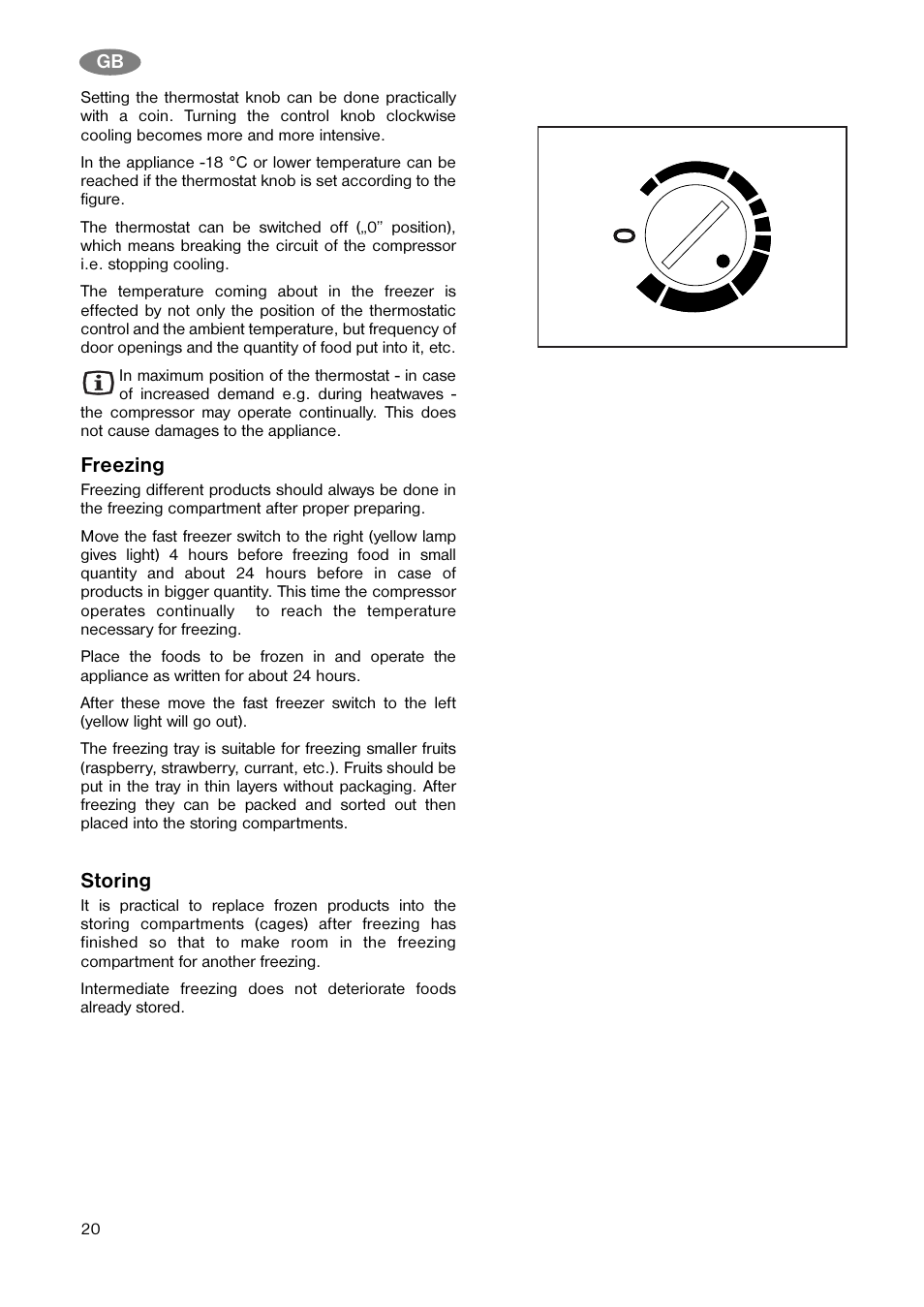 Freezing, Storing | Electrolux CV 850 S/2 User Manual | Page 7 / 15