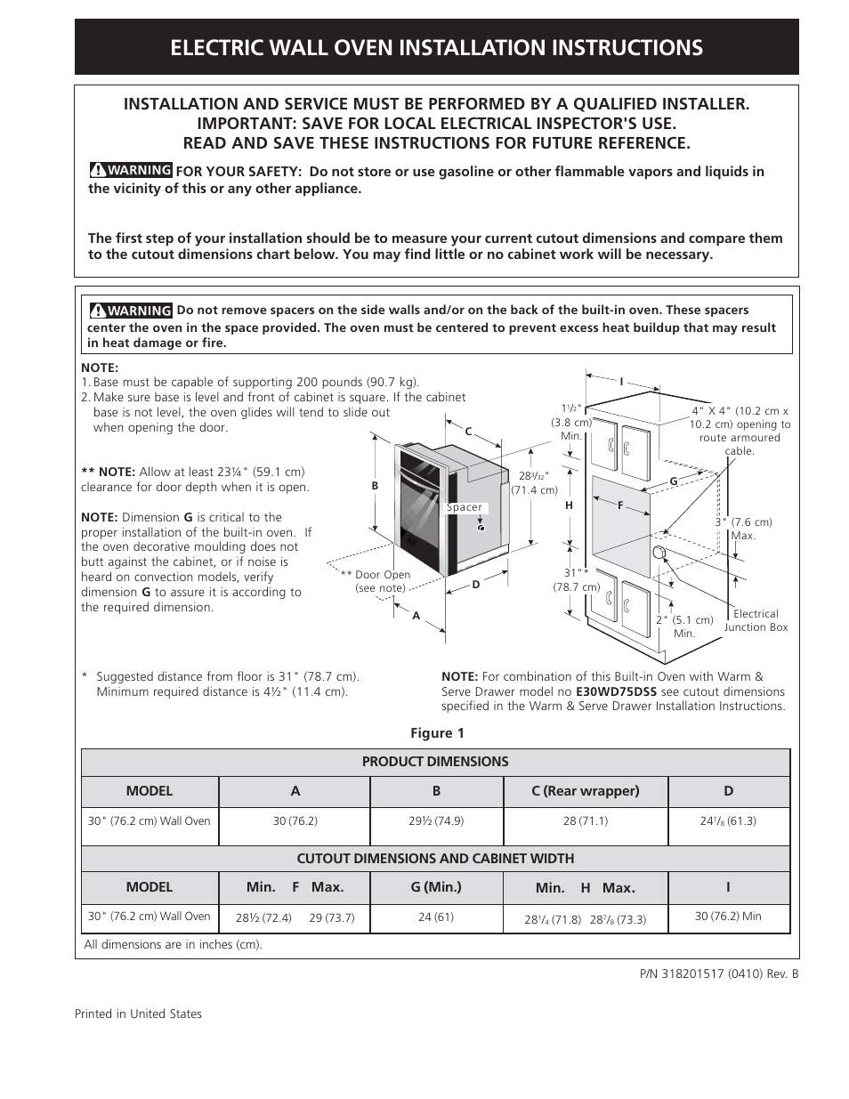 Electrolux 30" Wall Oven User Manual | 8 pages