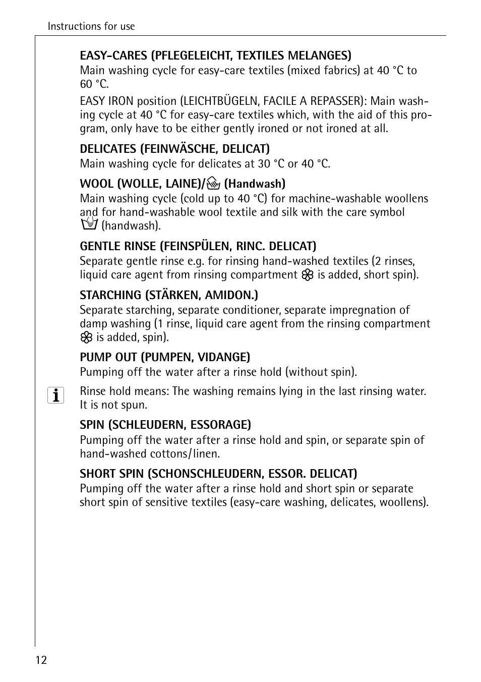 Electrolux LAVAMAT BELLA 3450 User Manual | Page 12 / 56