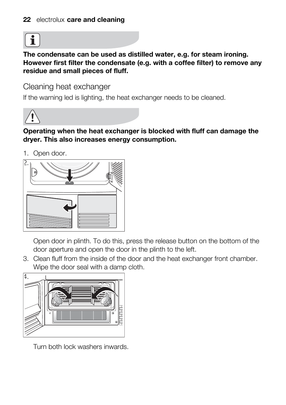 Cleaning heat exchanger | Electrolux TK K2 E User Manual | Page 22 / 44