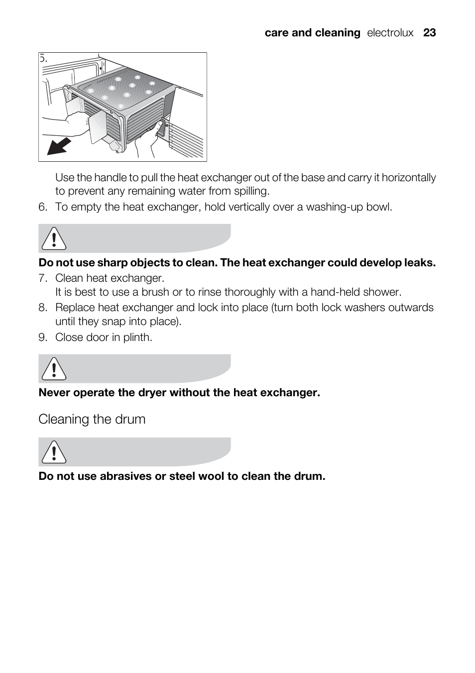 Cleaning the drum | Electrolux TK K2 E User Manual | Page 23 / 44