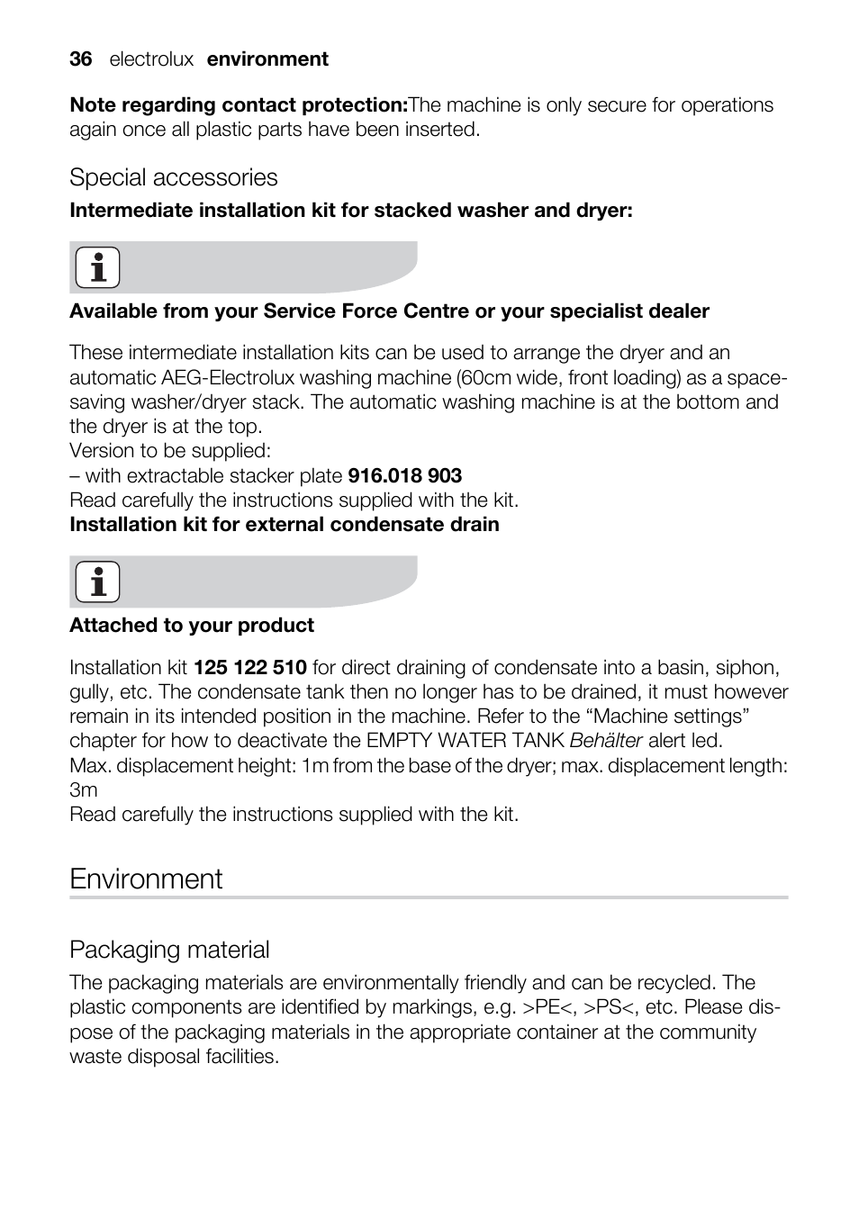 Environment | Electrolux TK K2 E User Manual | Page 36 / 44