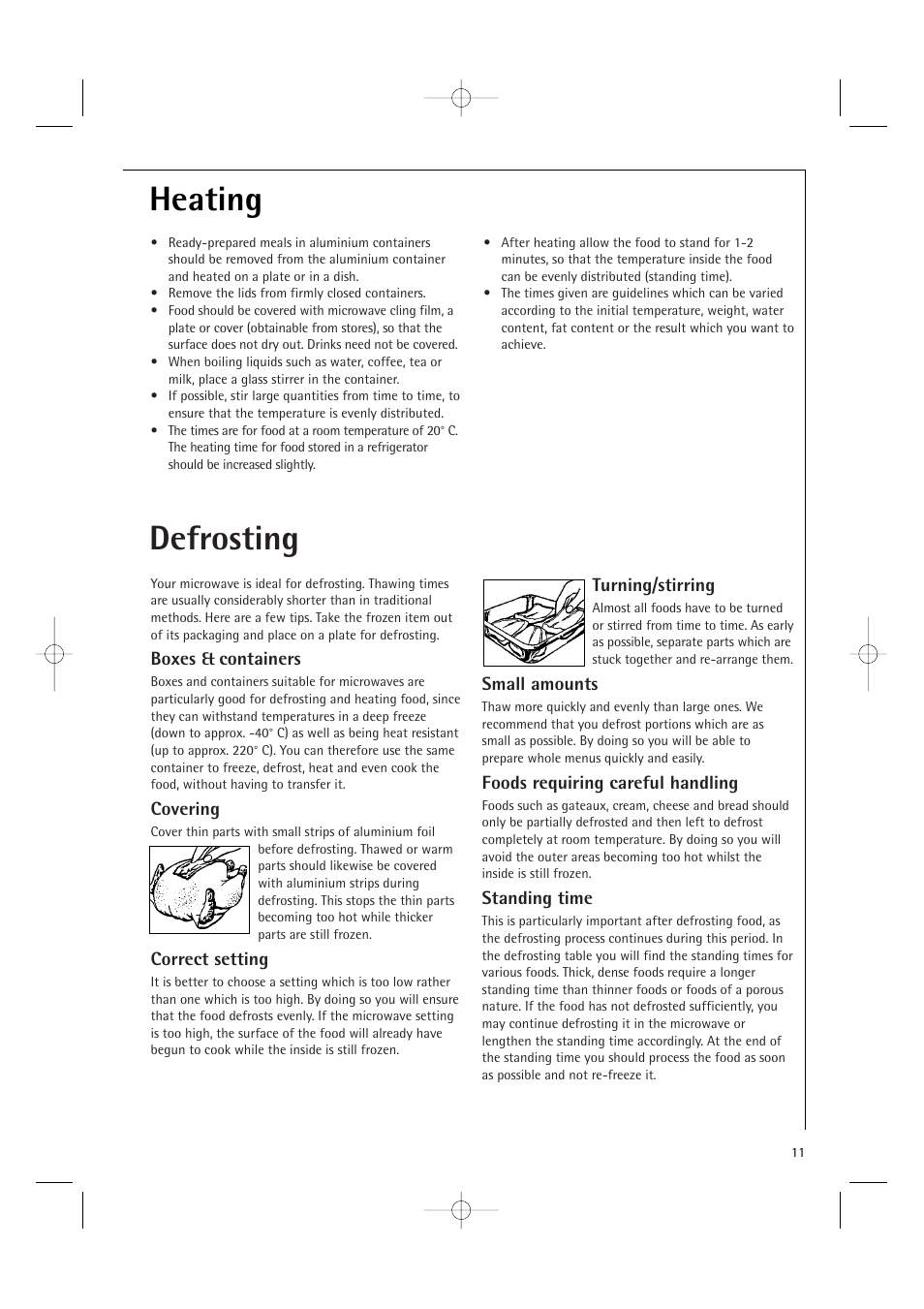 Defrosting, Heating | Electrolux MC2660E User Manual | Page 13 / 48