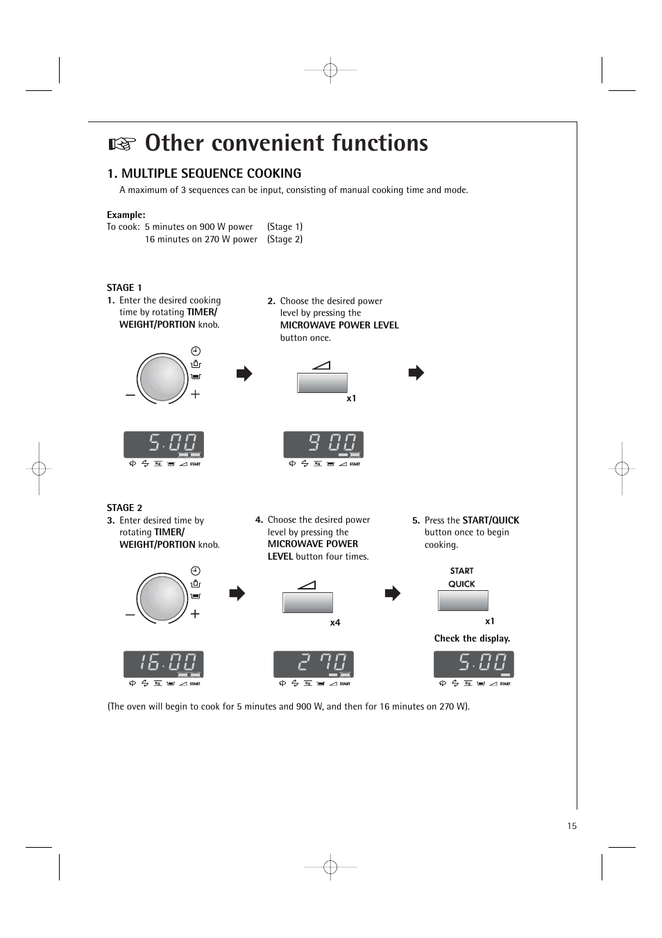 Other convenient functions, Multiple sequence cooking | Electrolux MC2660E User Manual | Page 17 / 48