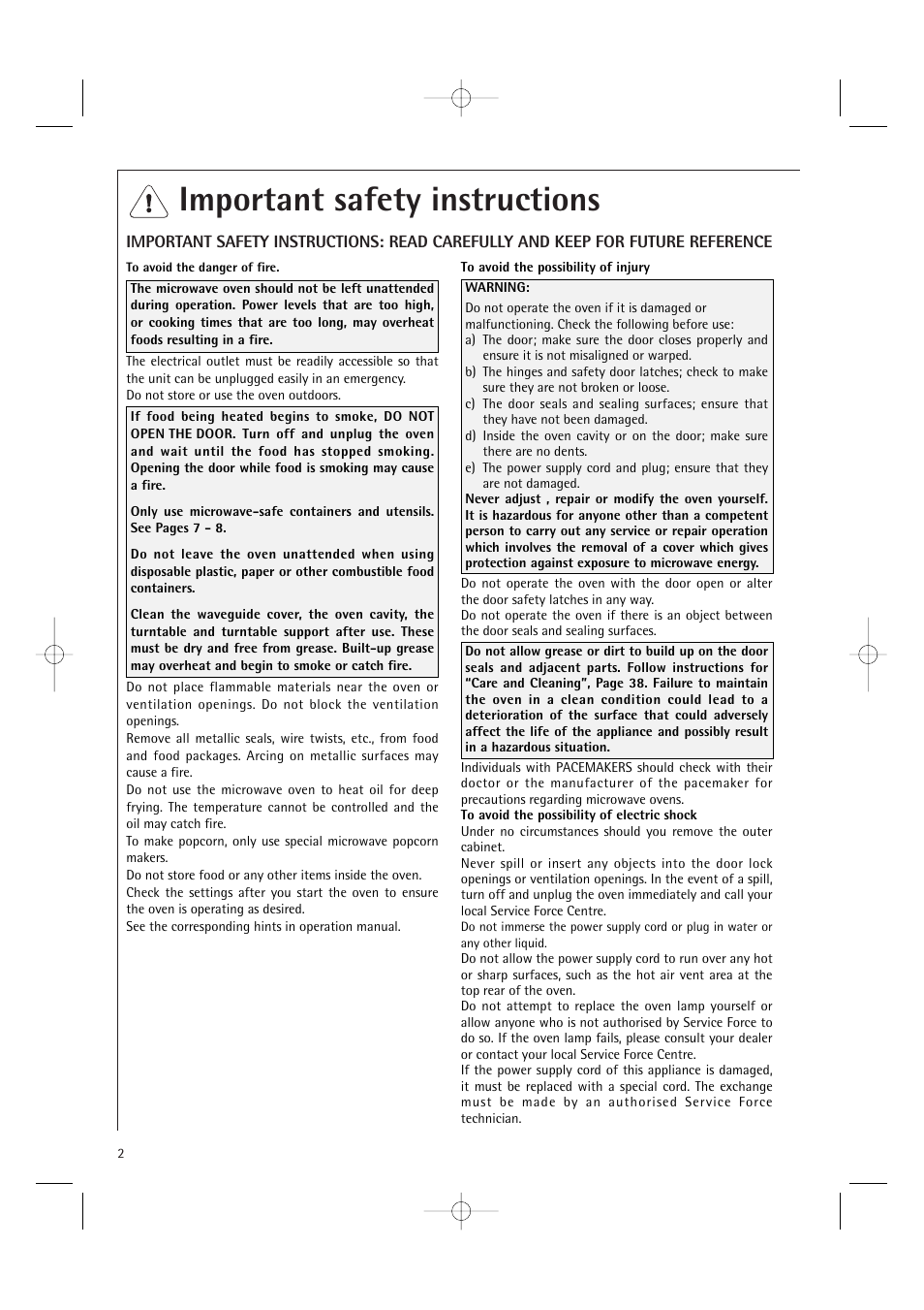 Important safety instructions | Electrolux MC2660E User Manual | Page 4 / 48