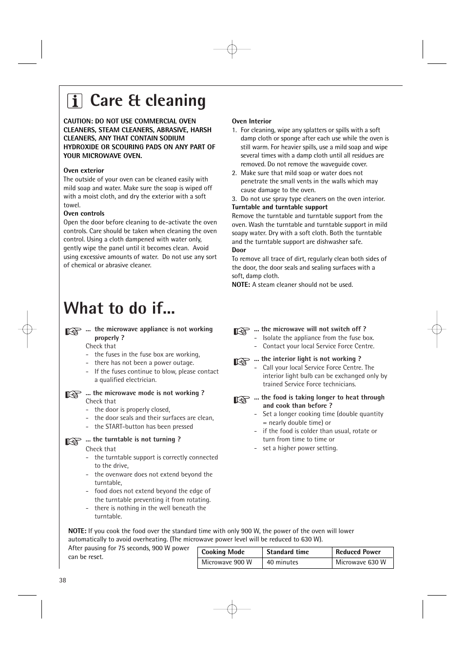 Care & cleaning what to do if | Electrolux MC2660E User Manual | Page 40 / 48