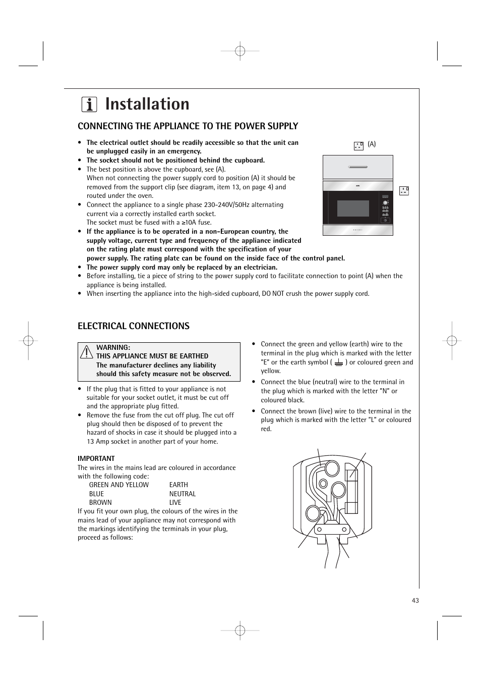 Installation | Electrolux MC2660E User Manual | Page 45 / 48