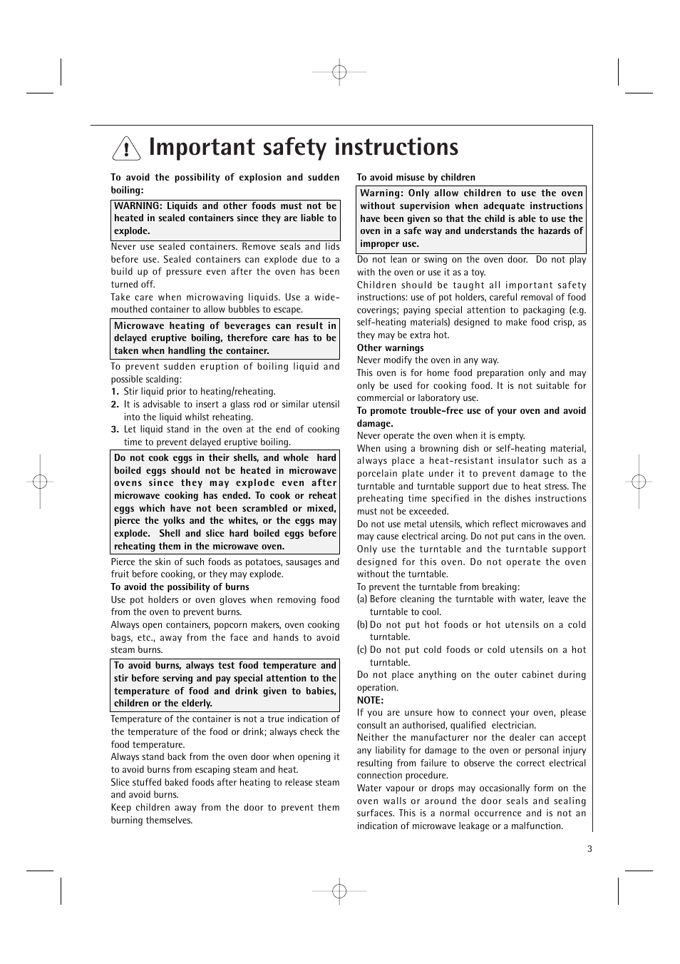 Important safety instructions | Electrolux MC2660E User Manual | Page 5 / 48