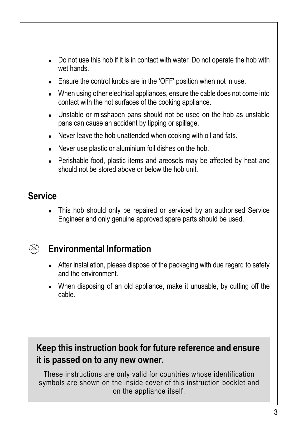 Service, Environmental information | Electrolux 69802 G User Manual | Page 3 / 24