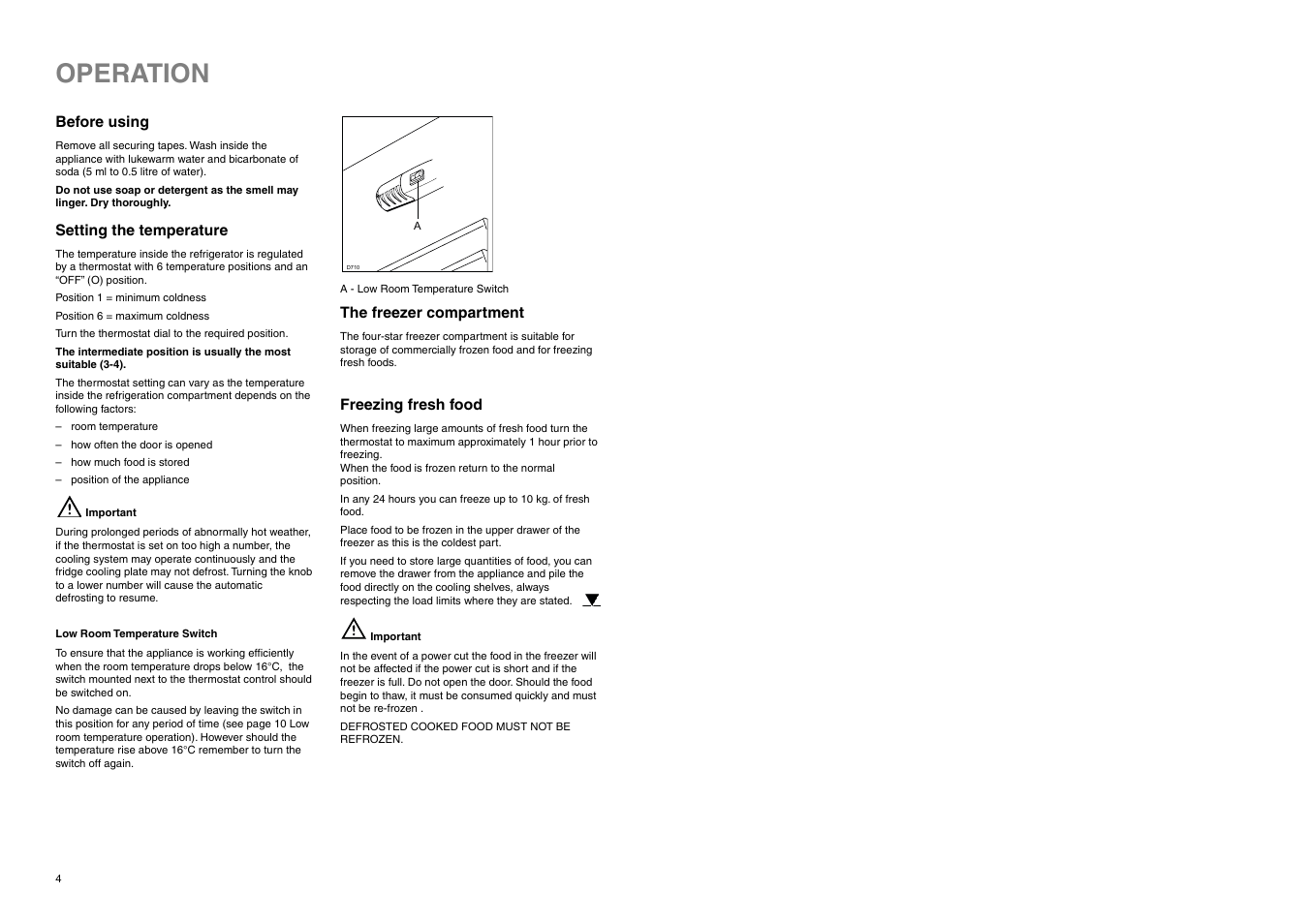 Operation | Electrolux ERB 7821 User Manual | Page 4 / 17