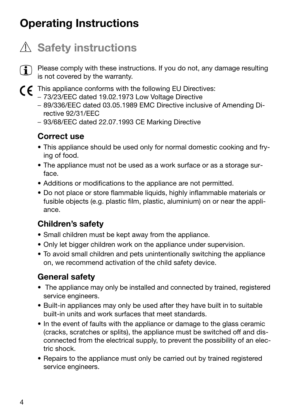 Operating instructions, Safety instructions | Electrolux EHD 72100-X User Manual | Page 4 / 32