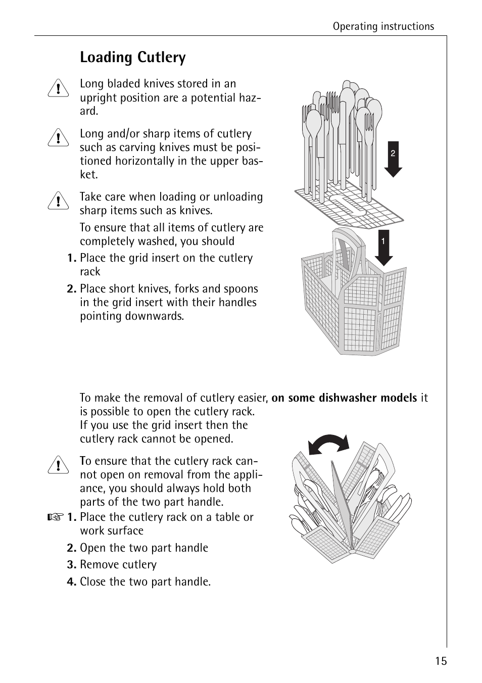 Loading cutlery | Electrolux 5070 User Manual | Page 15 / 44