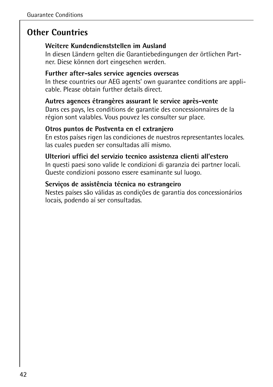 Other countries | Electrolux 5070 User Manual | Page 42 / 44