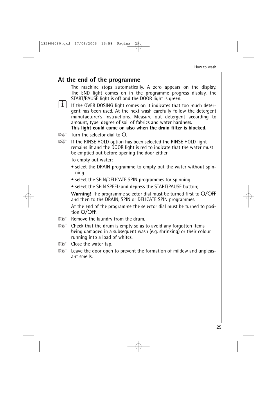 At the end of the programme | Electrolux 16830 User Manual | Page 29 / 56