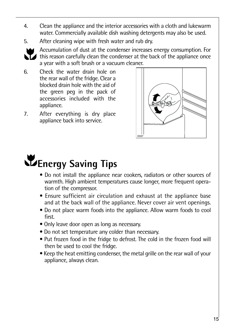 Energy saving tips | Electrolux 75428-1 DT User Manual | Page 15 / 28