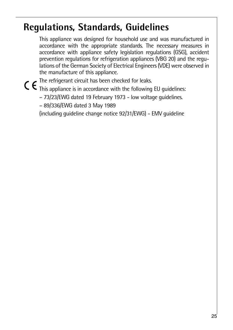 Regulations, standards, guidelines | Electrolux 75428-1 DT User Manual | Page 25 / 28