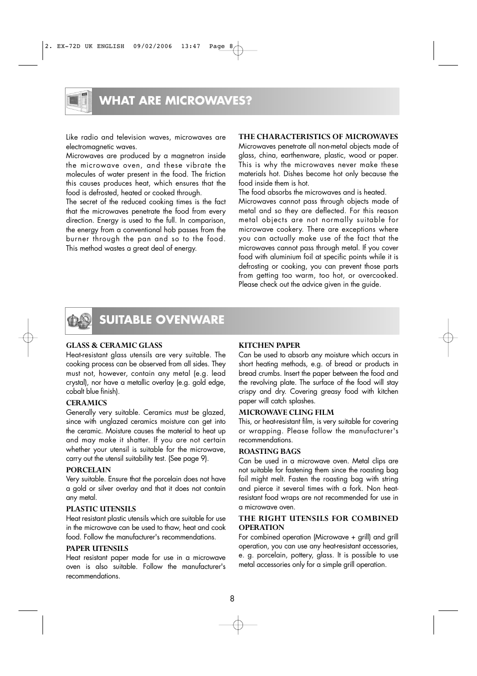 What are microwaves? suitable ovenware | Electrolux EMS2685 User Manual | Page 10 / 44