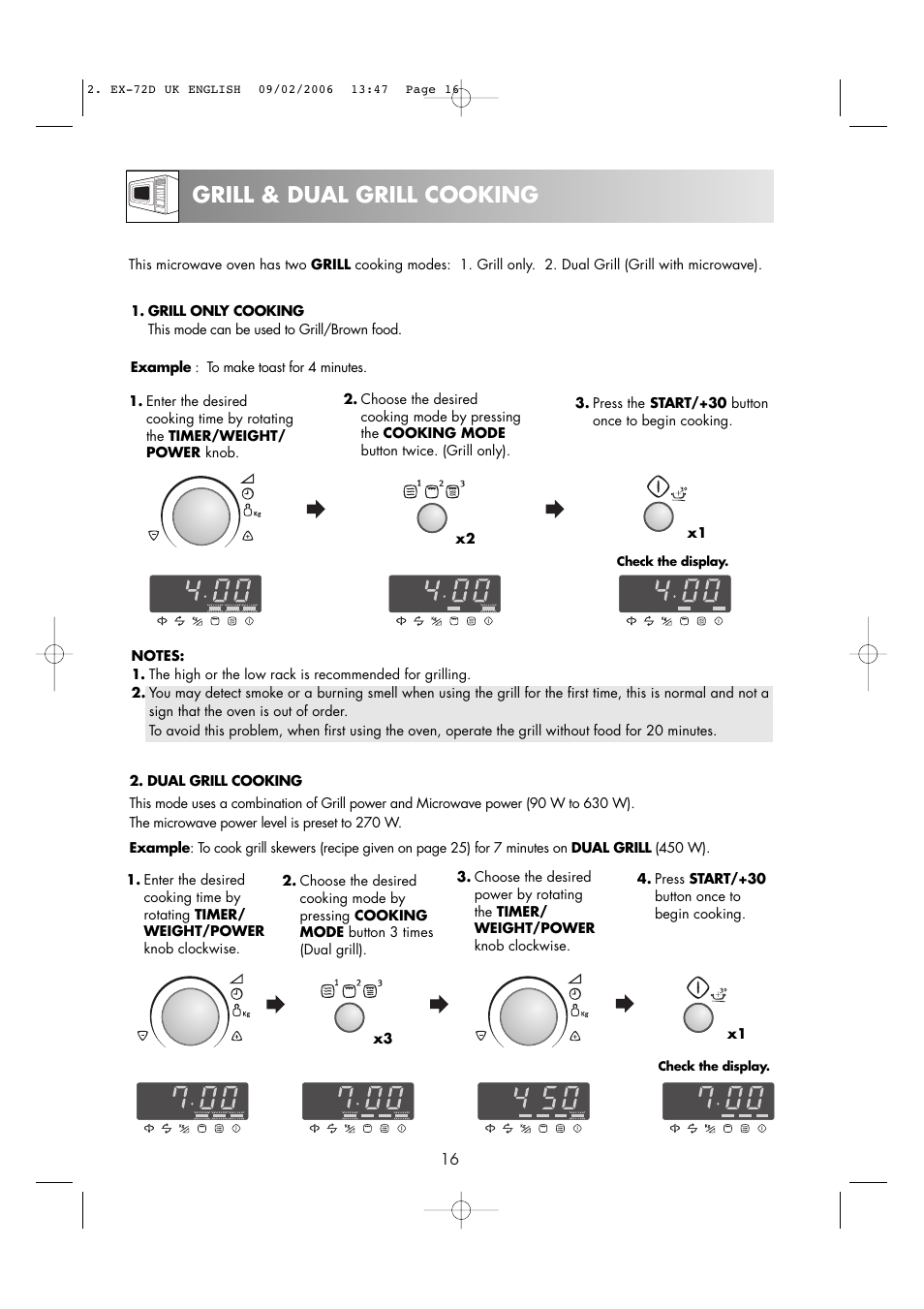 Grill & dual grill cooking | Electrolux EMS2685 User Manual | Page 18 / 44