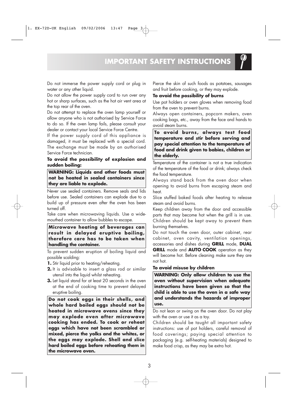 Important safety instructions | Electrolux EMS2685 User Manual | Page 5 / 44