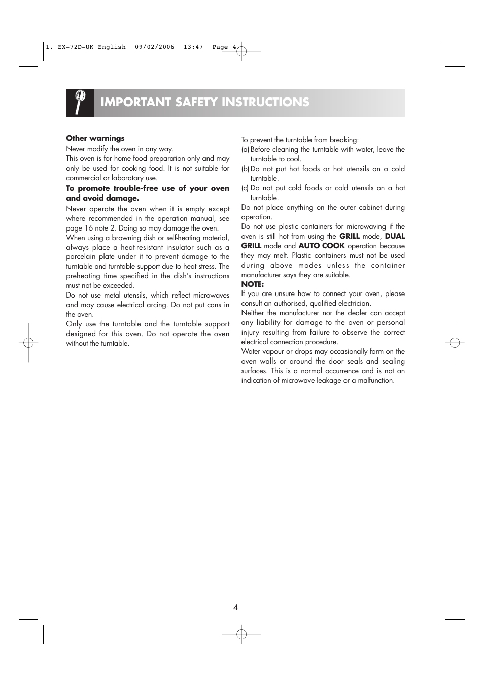 Important safety instructions | Electrolux EMS2685 User Manual | Page 6 / 44