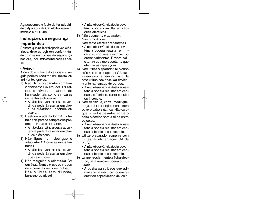 Panasonic ER508 User Manual | Page 24 / 52