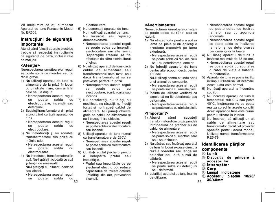 Panasonic ER508 User Manual | Page 46 / 52