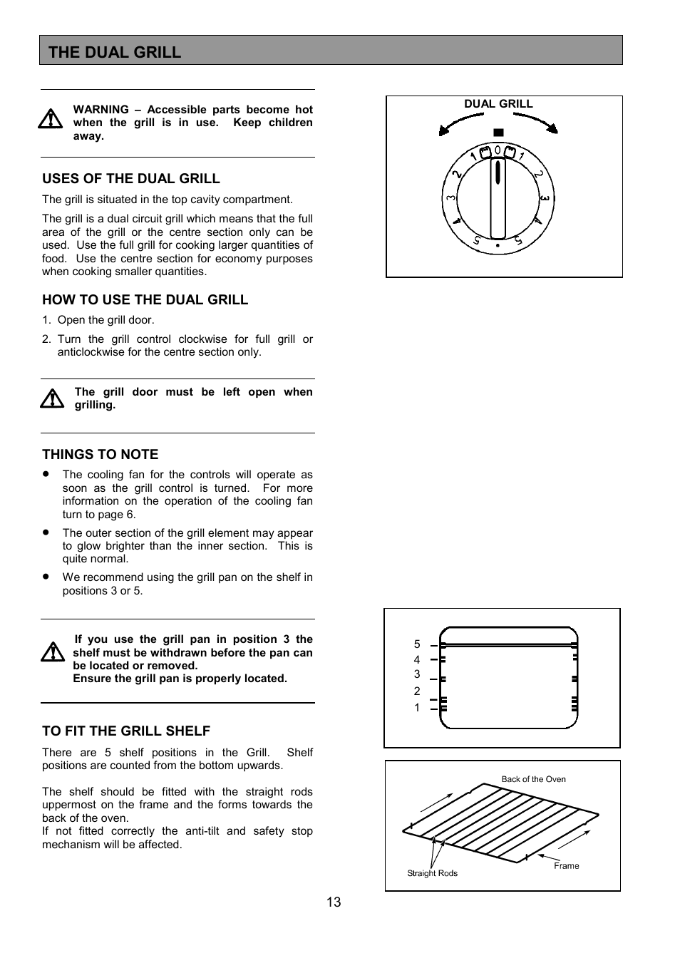 The dual grill | Electrolux EOU 5330 User Manual | Page 13 / 40