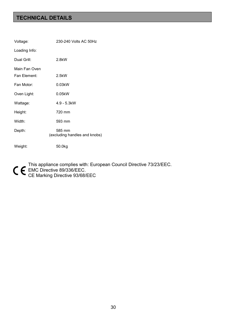 Technical details | Electrolux EOU 5330 User Manual | Page 30 / 40