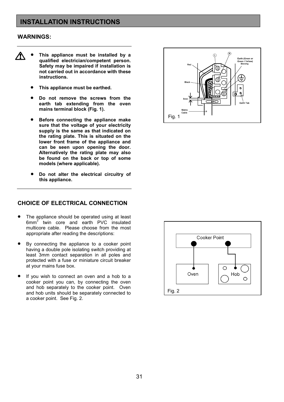 Installation instructions | Electrolux EOU 5330 User Manual | Page 31 / 40