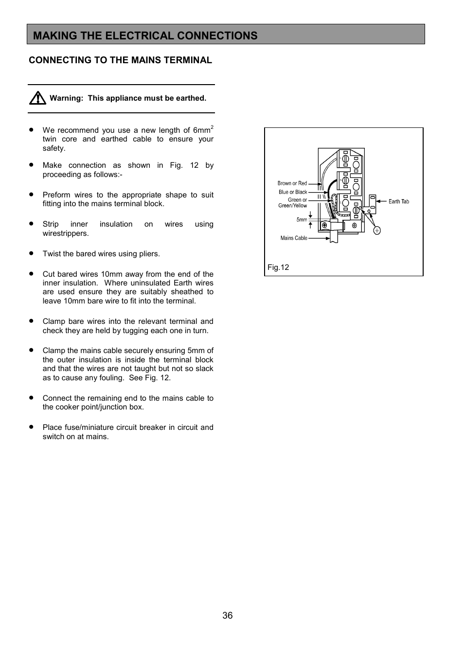 Making the electrical connections | Electrolux EOU 5330 User Manual | Page 36 / 40