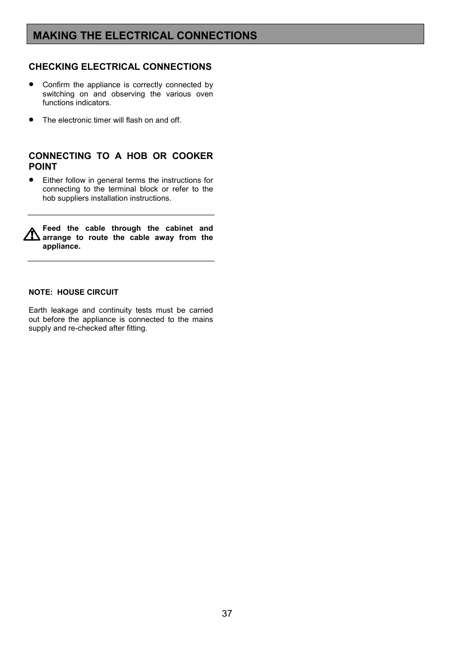 Making the electrical connections | Electrolux EOU 5330 User Manual | Page 37 / 40