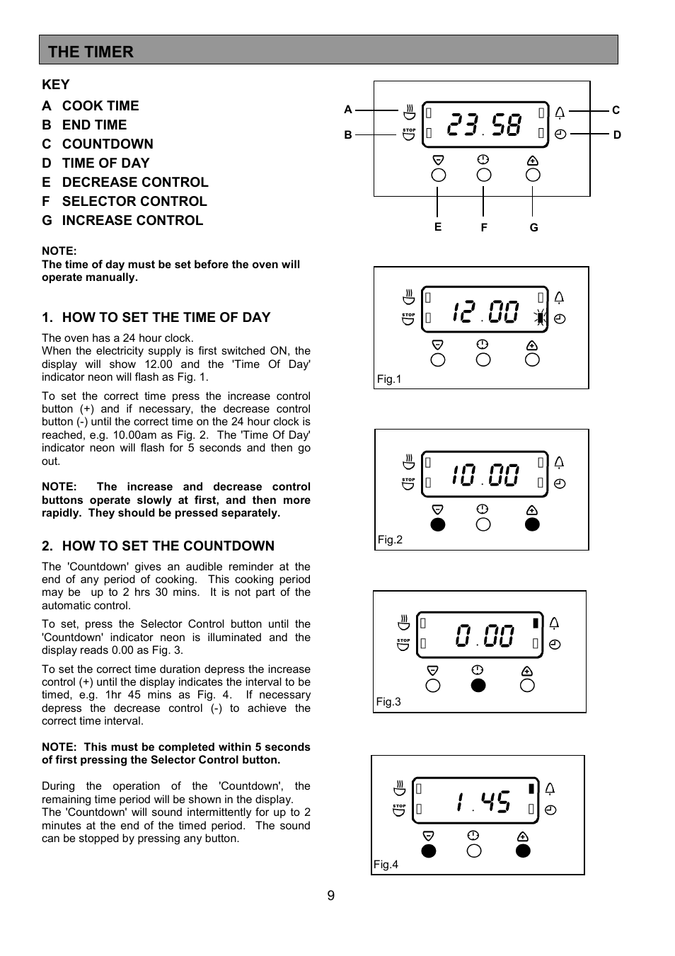 The electronic timer, The timer | Electrolux EOU 5330 User Manual | Page 9 / 40