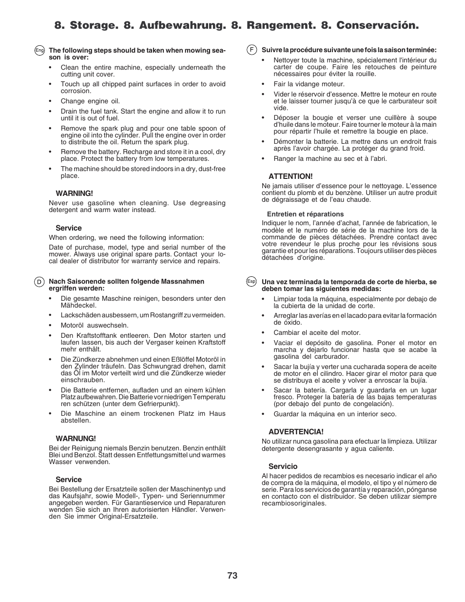 Electrolux PM1850SBH User Manual | Page 73 / 76