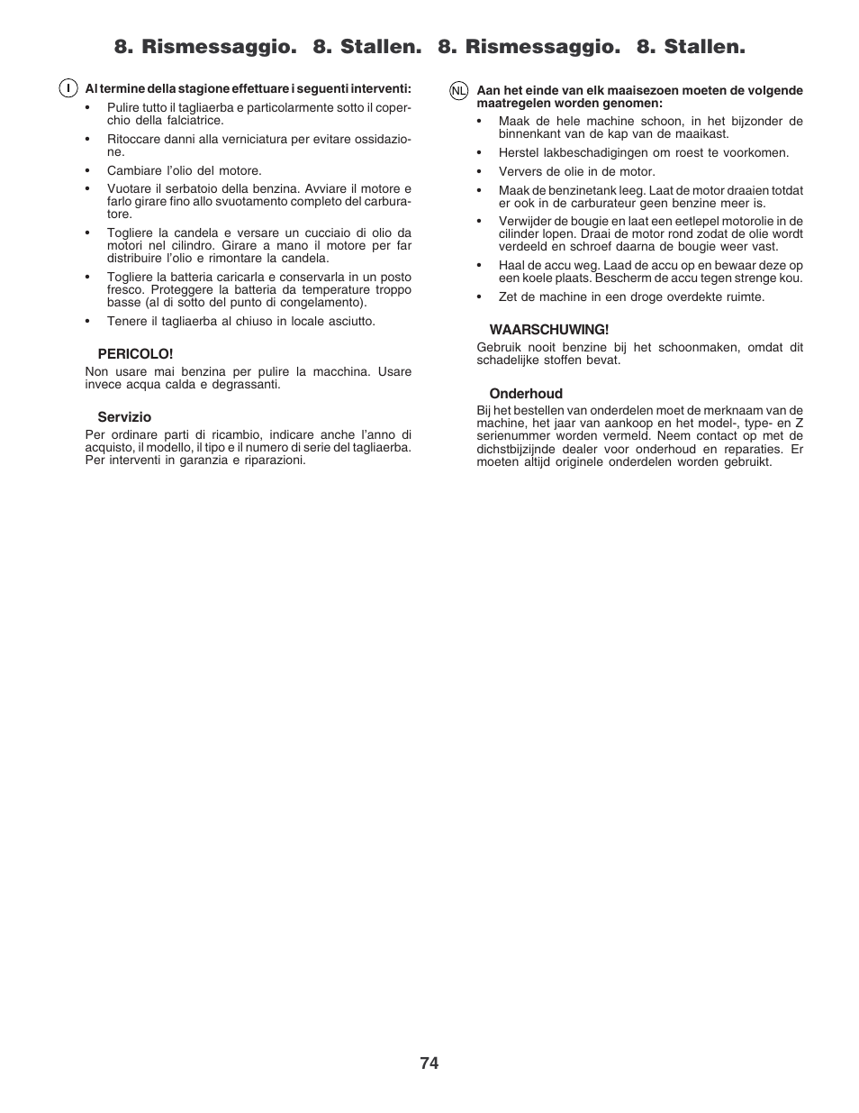 Electrolux PM1850SBH User Manual | Page 74 / 76