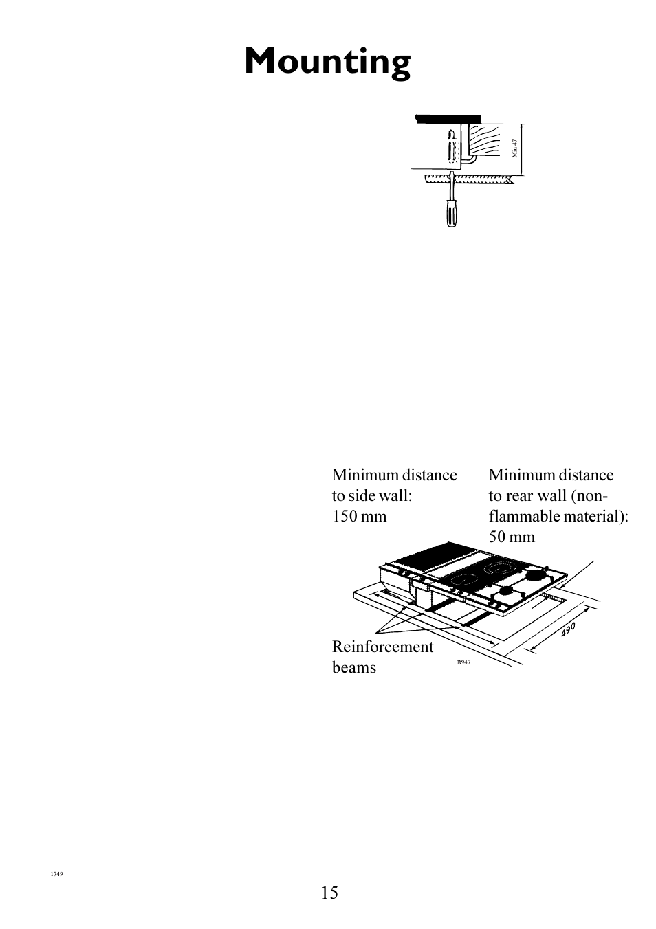 Mounting | Electrolux 6561 G-m GB User Manual | Page 15 / 28