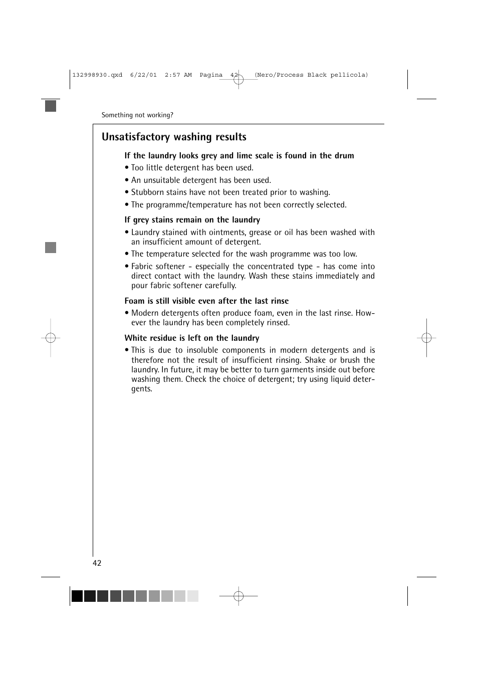 Unsatisfactory washing results | Electrolux 12700 VI User Manual | Page 42 / 59