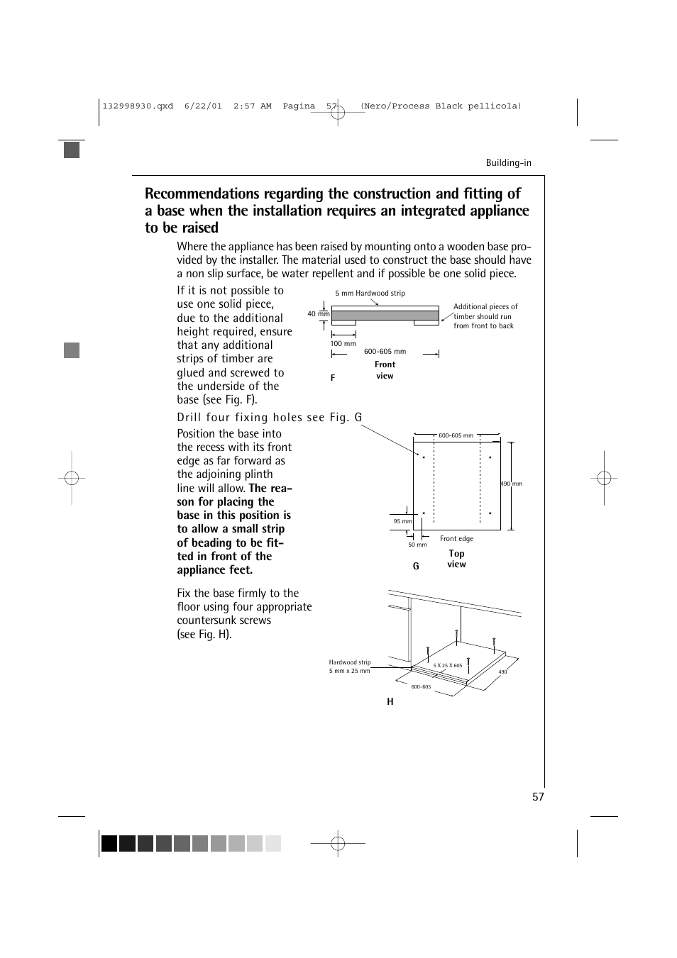 Drill four fixing holes see fig. g | Electrolux 12700 VI User Manual | Page 57 / 59