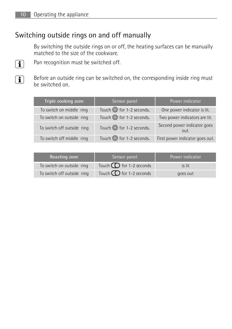 Switching outside rings on and off manually | Electrolux 66320 K-MN User Manual | Page 10 / 32