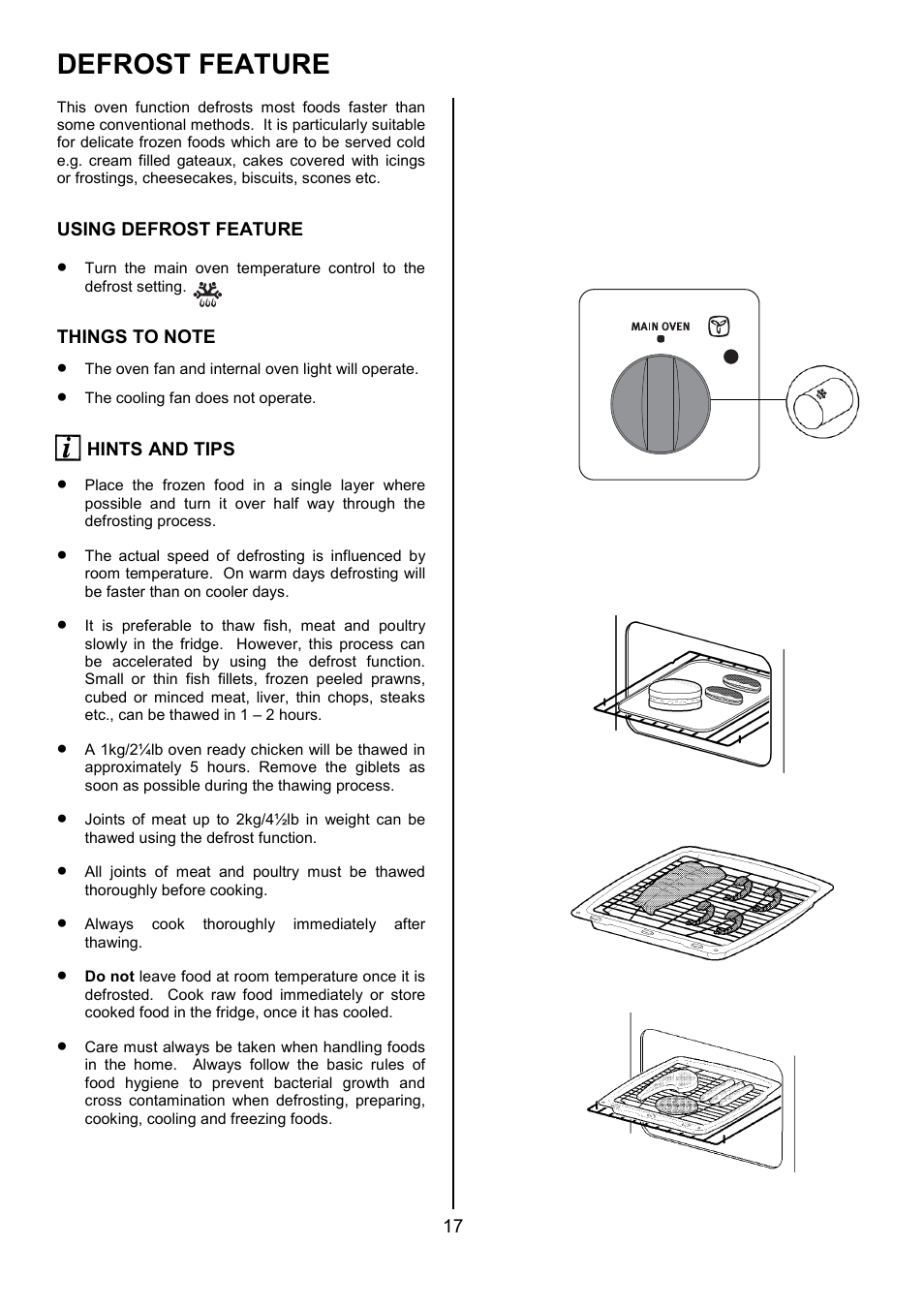 Defrost feature | Electrolux EBUSS User Manual | Page 17 / 32