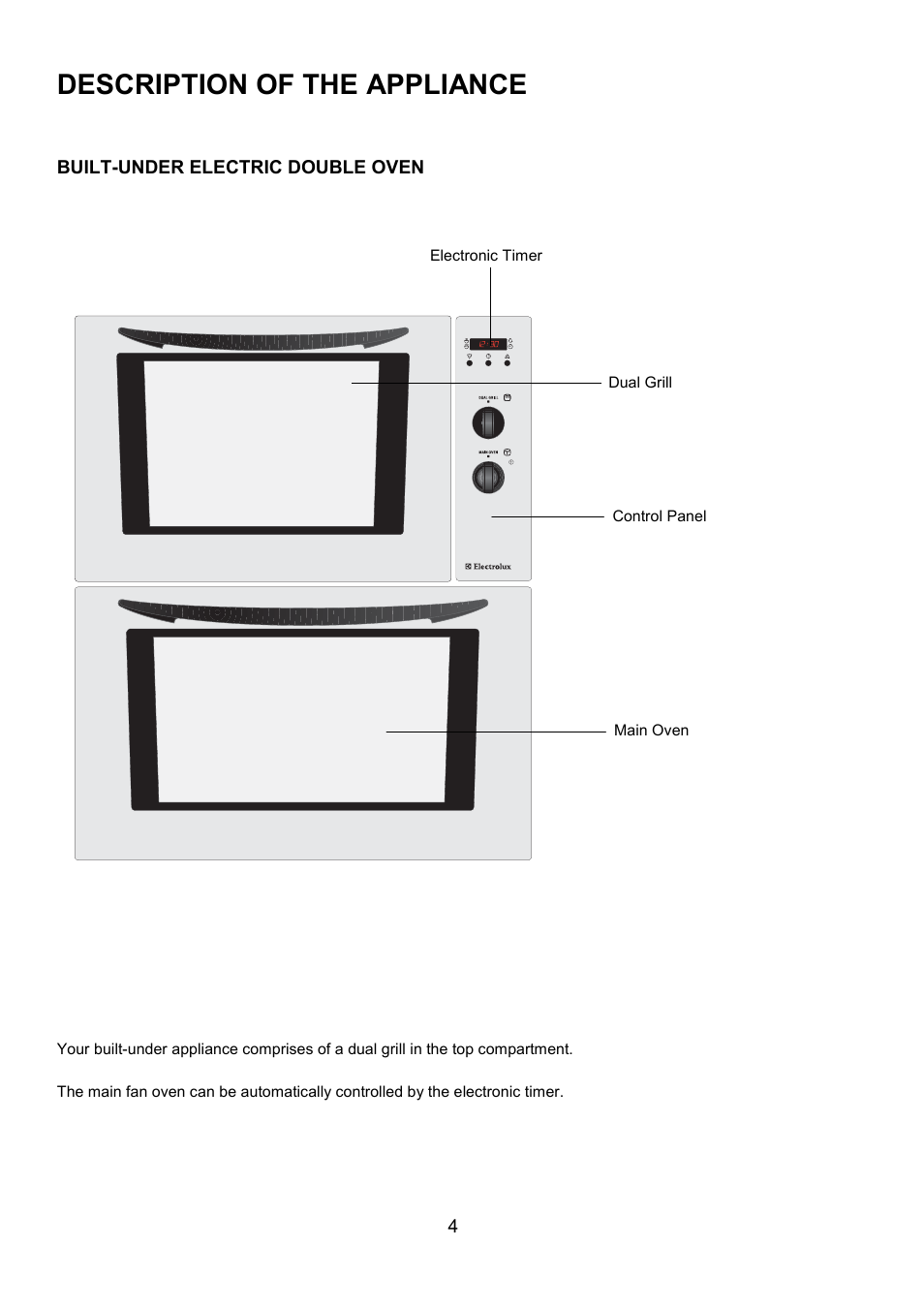 Description of the appliance | Electrolux EBUSS User Manual | Page 4 / 32