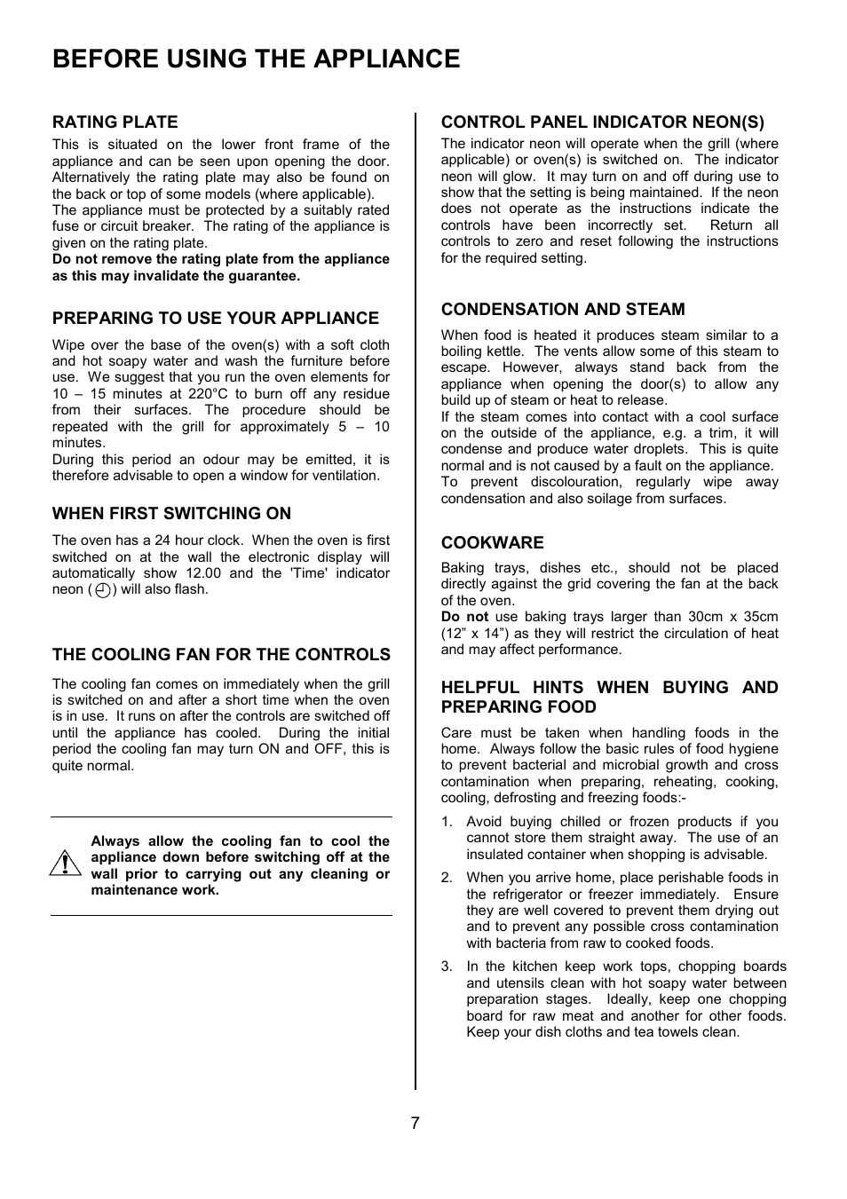 Before using the appliance | Electrolux EBUSS User Manual | Page 7 / 32