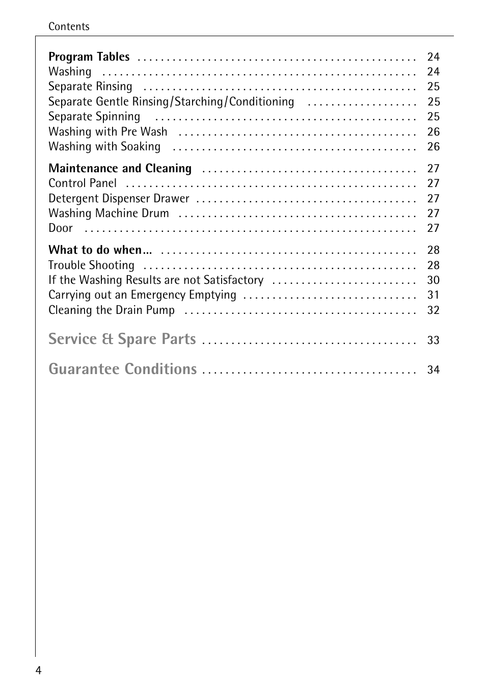 Service & spare parts, Guarantee conditions | Electrolux 50620 User Manual | Page 4 / 48