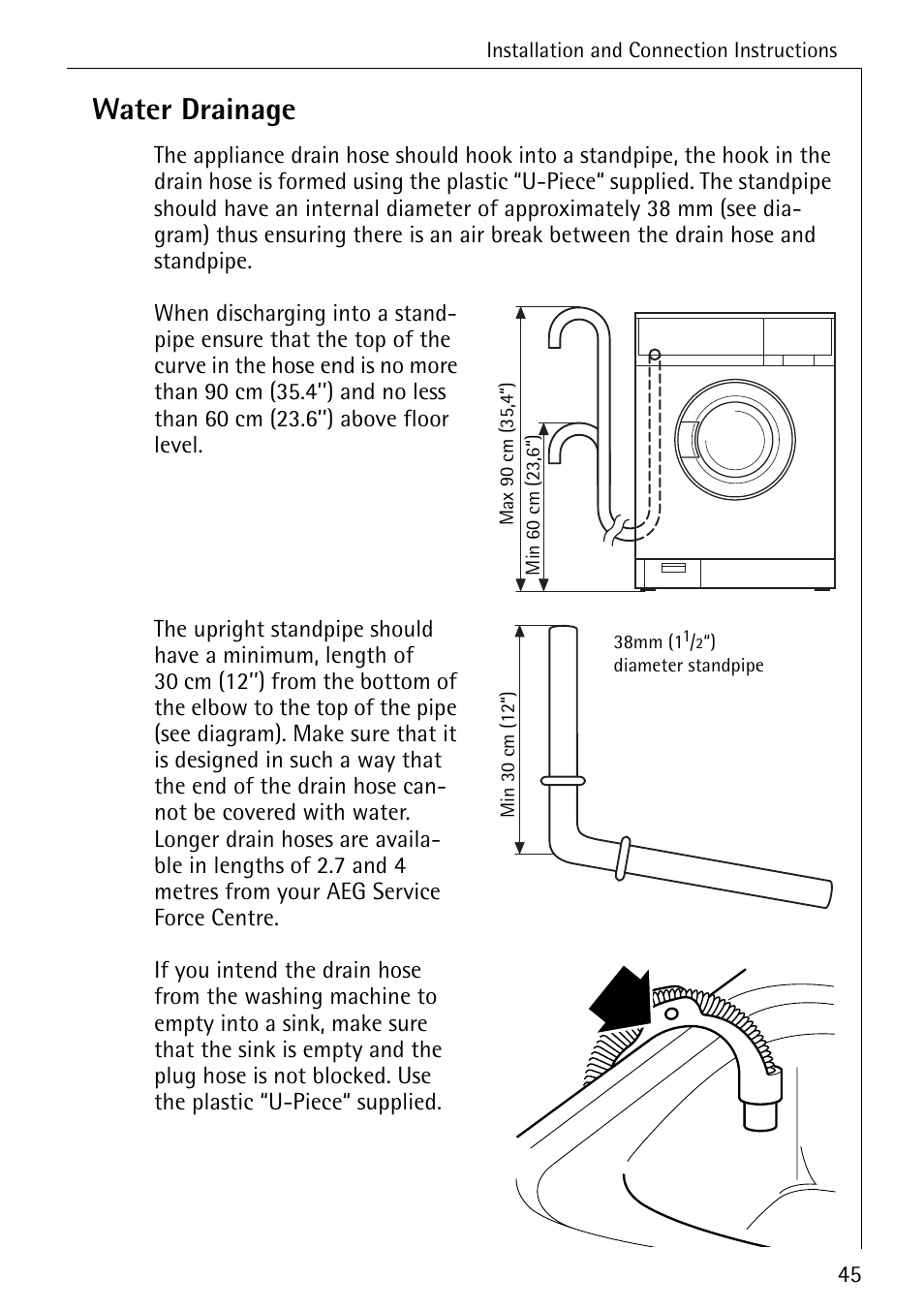 Water drainage | Electrolux 50620 User Manual | Page 45 / 48