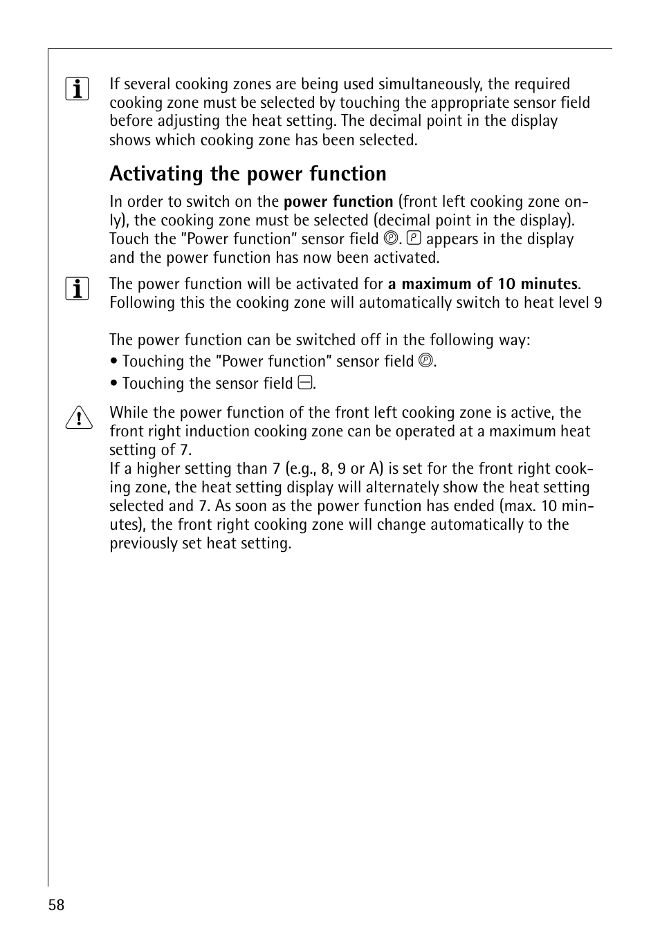 Activating the power function | Electrolux C67600K User Manual | Page 18 / 46